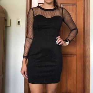 Black Faux Leather & Lace Dress